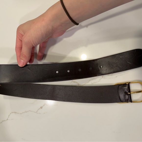 Nili Lotan Dark Brown Leather Belt with Gold Buckle - Picture 3 of 6